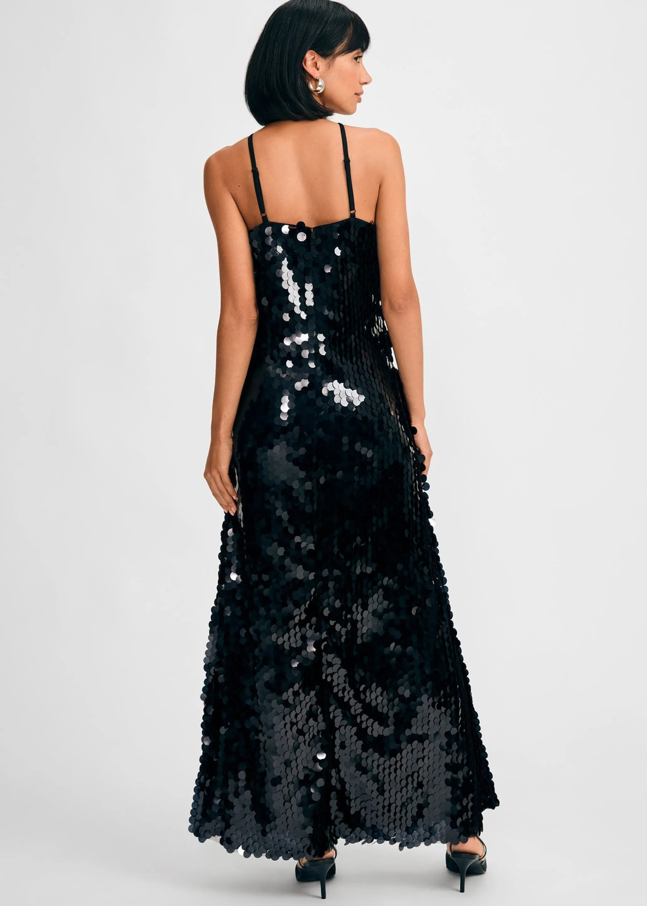 Paillette Halter Maxi Dress