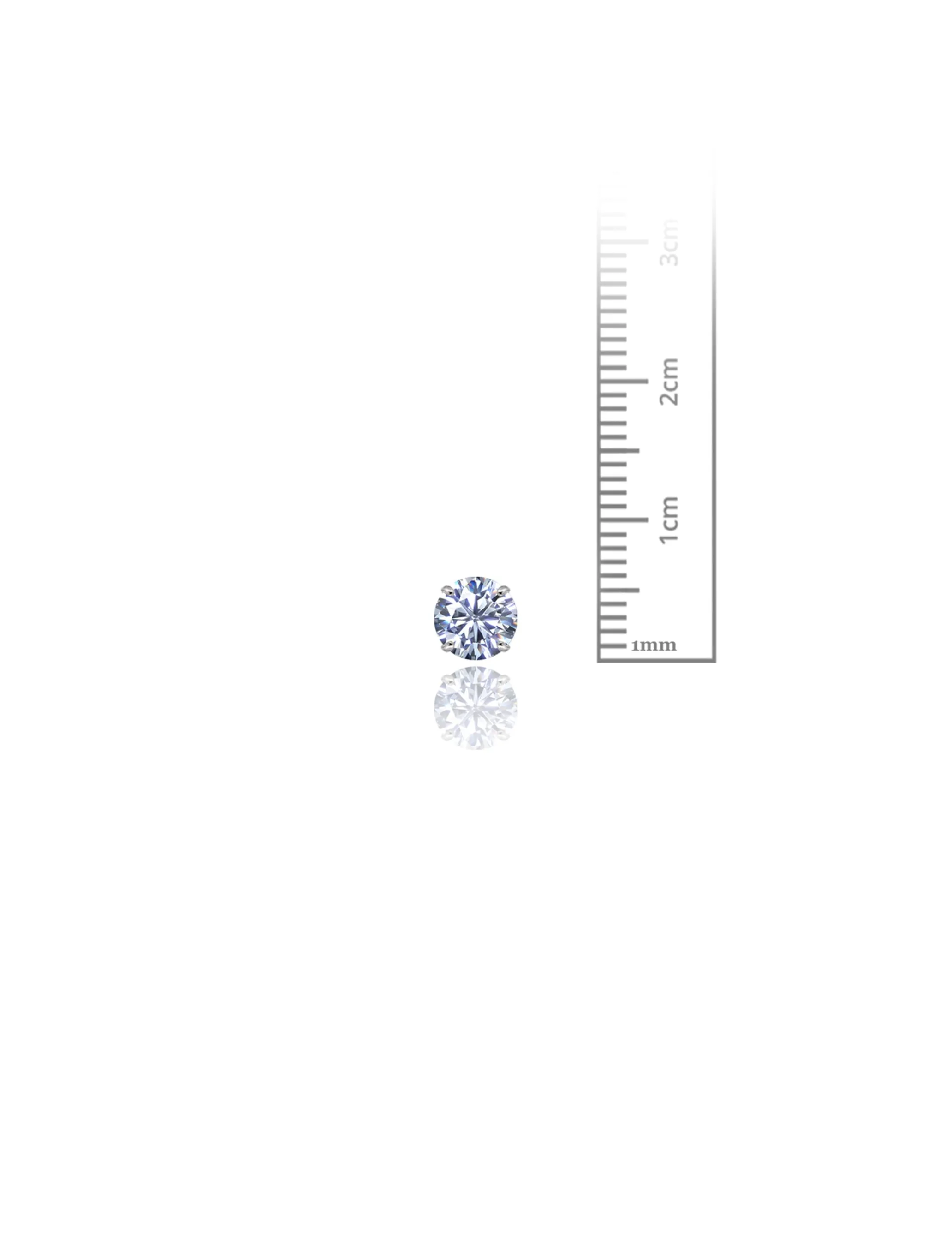 14K White Gold 6MM Round CZ Pushback Stud Earrings