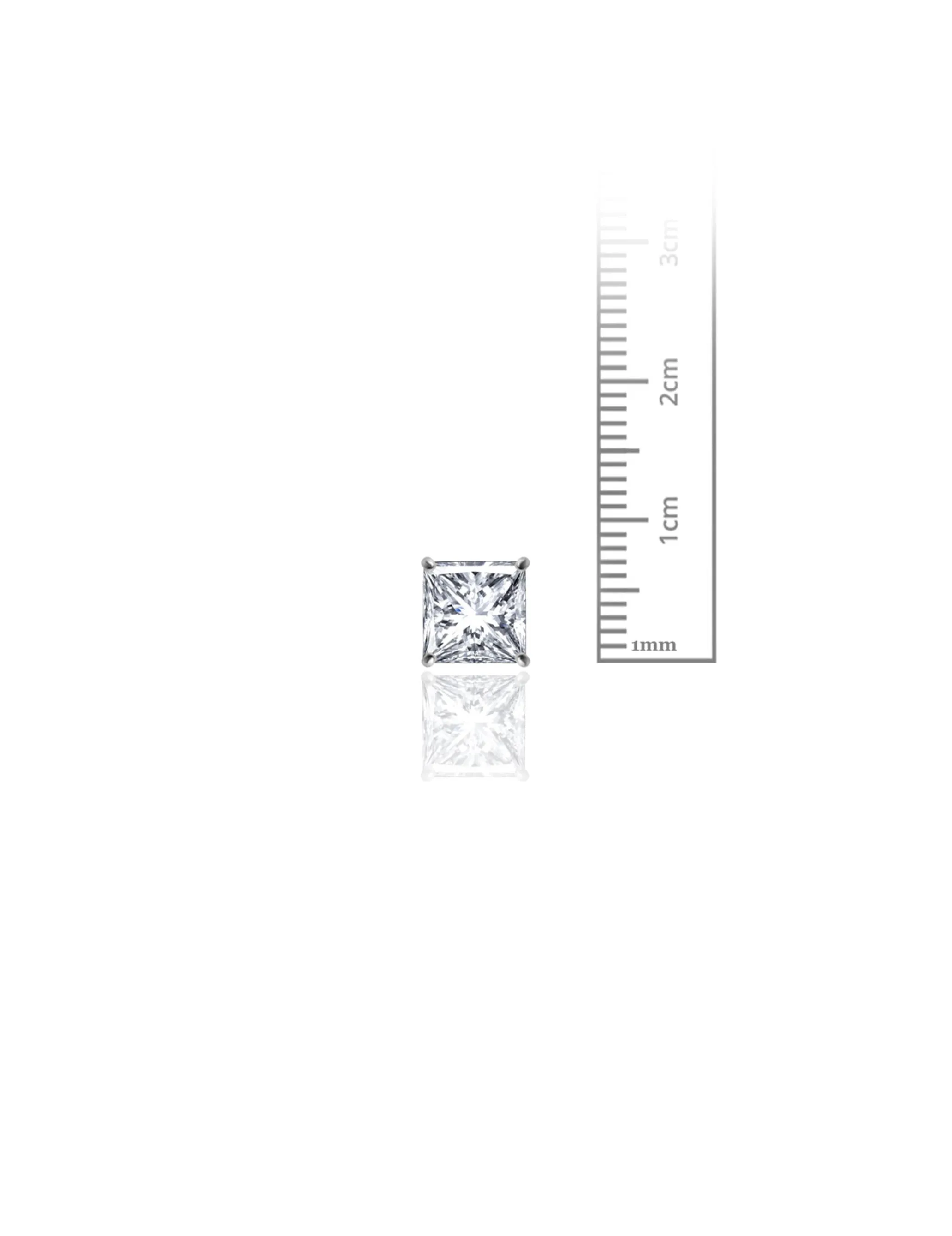 14K White Gold 7MM Square CZ Pushback Stud Earrings