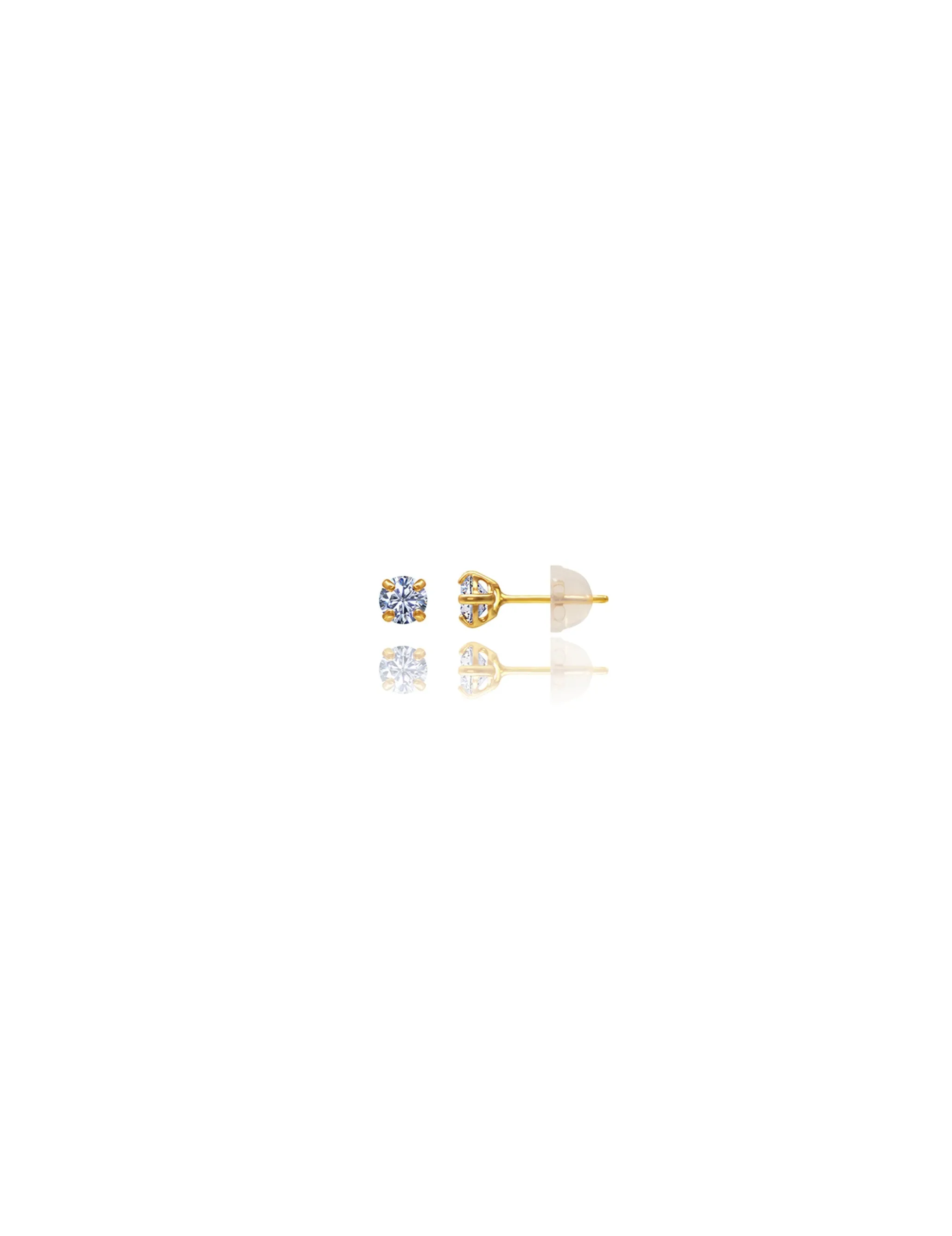 14K Yellow Gold 2.5MM Round CZ Screwback Stud Earrings
