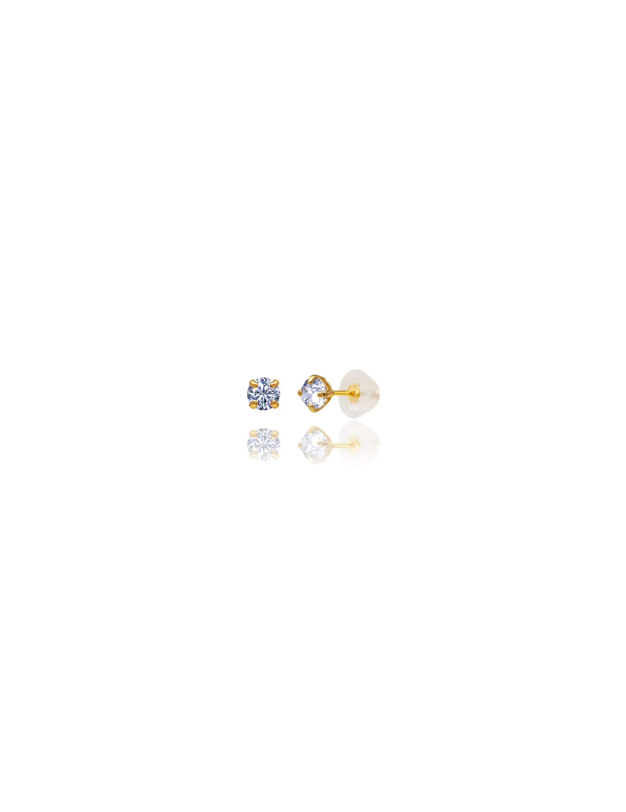 14K Yellow Gold 2.5MM Round CZ Screwback Stud Earrings