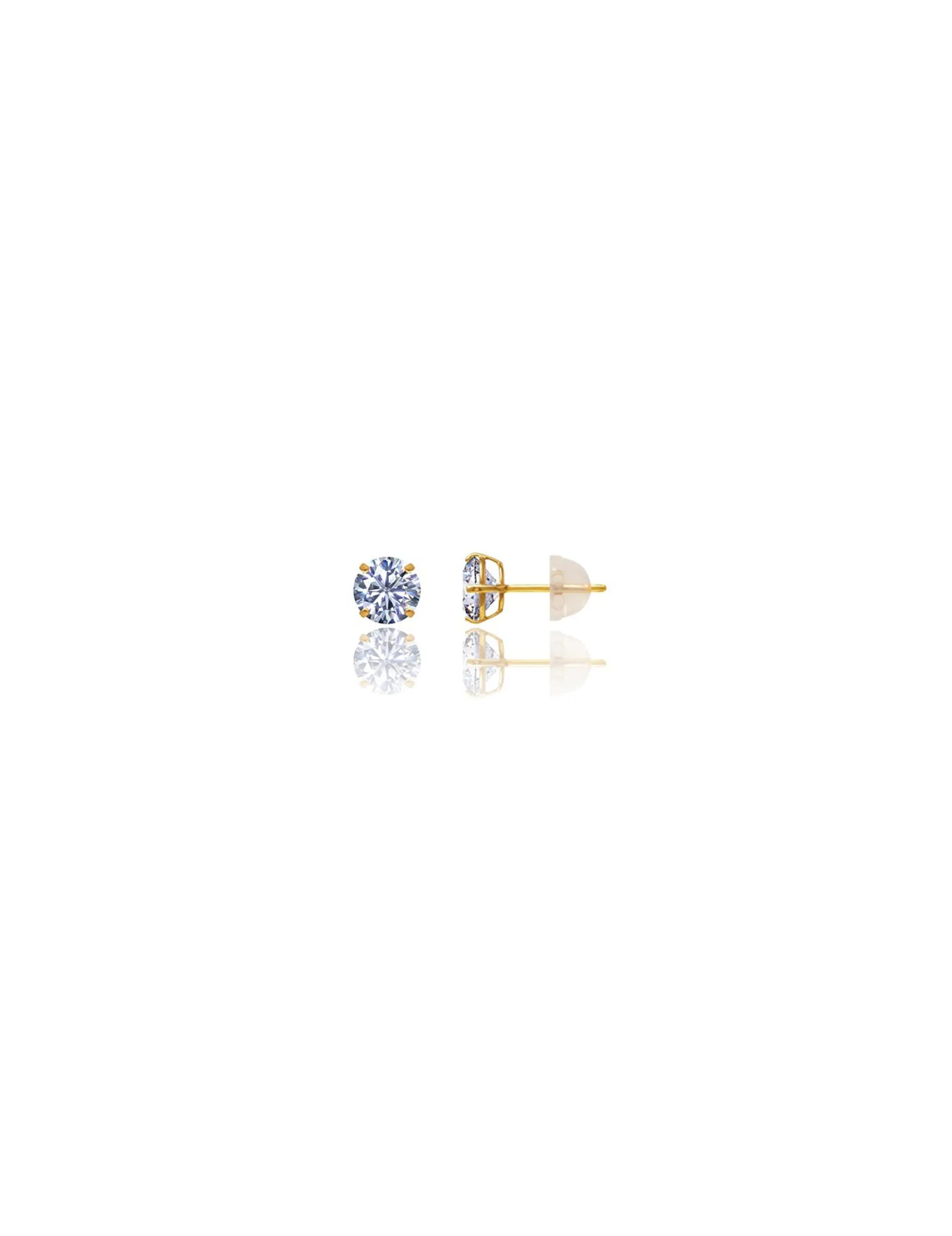 14K Yellow Gold 5MM Round CZ Pushback Stud Earrings