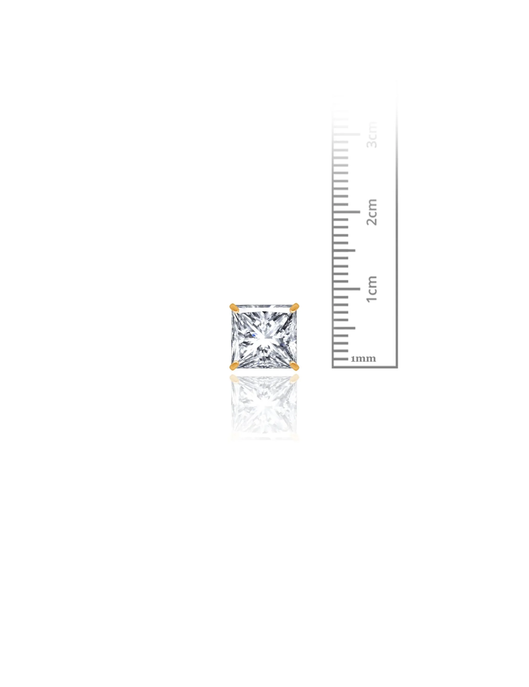 14K Yellow Gold 8MM Square CZ Pushback Stud Earrings