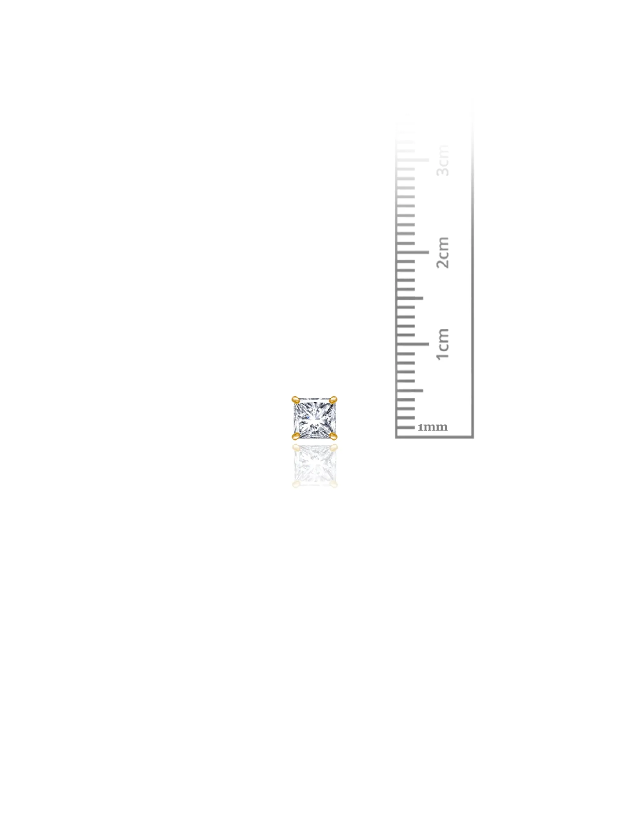14K Yellow Gold 4MM Square CZ Pushback Stud Earrings