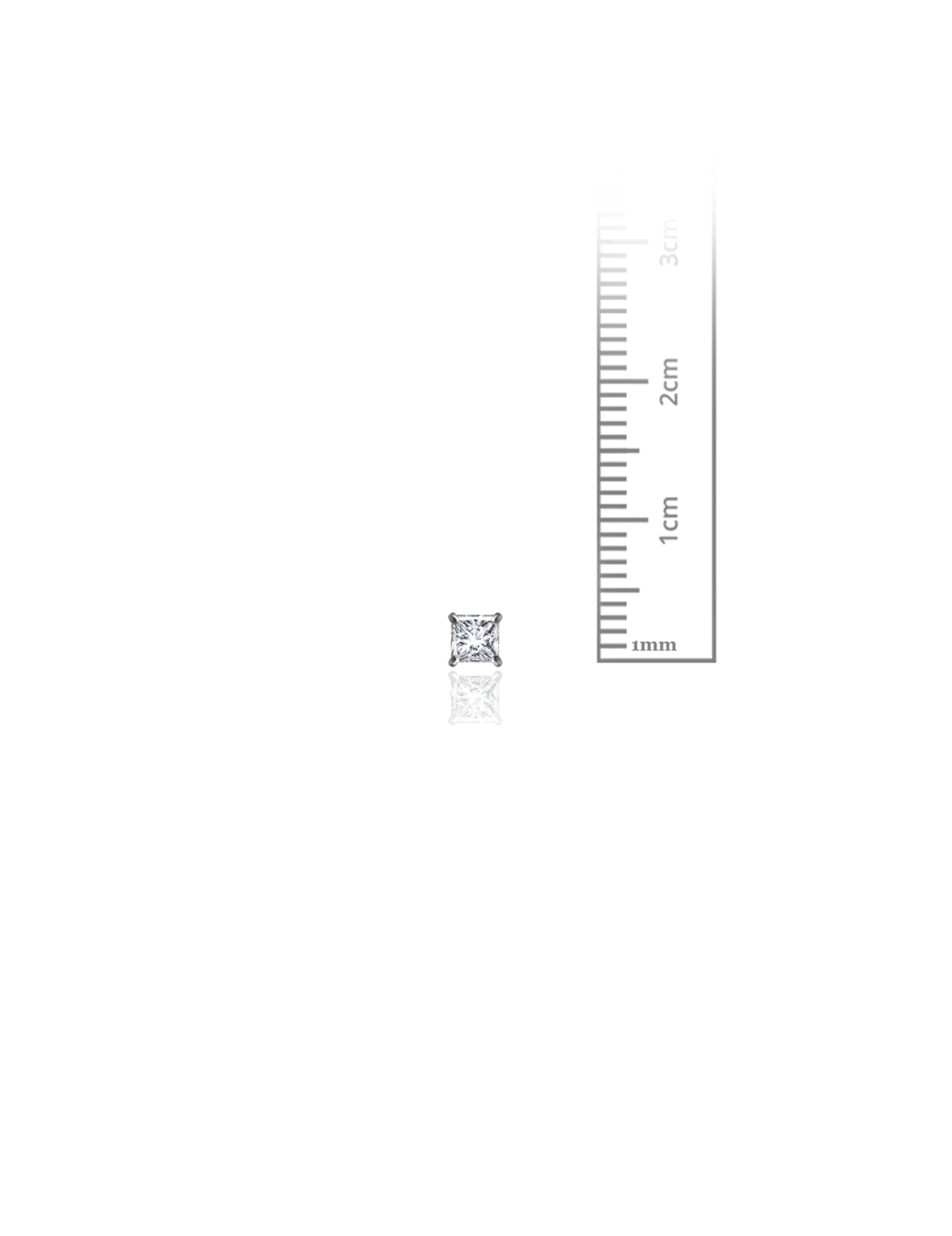 14K White Gold 3MM Square CZ Screwback Stud Earrings