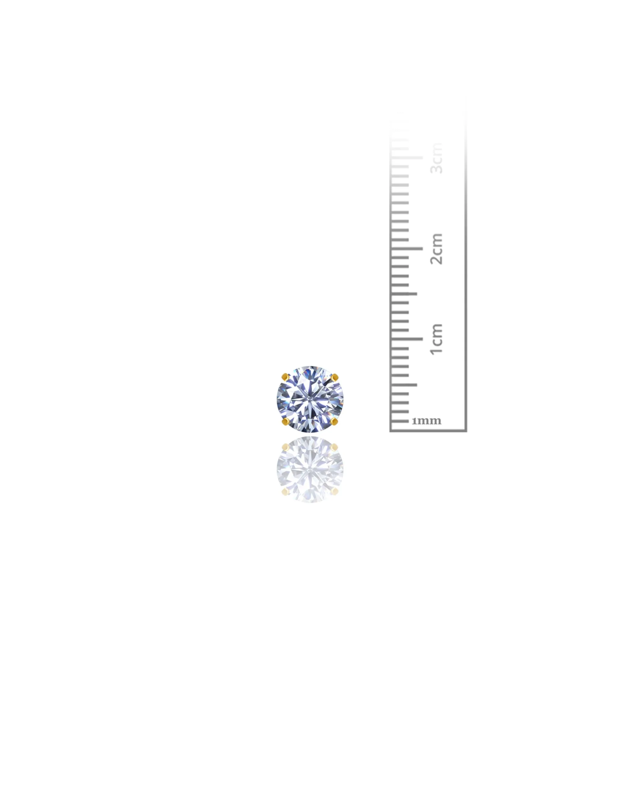 14K Yellow Gold 7MM Round CZ Screwback Stud Earrings
