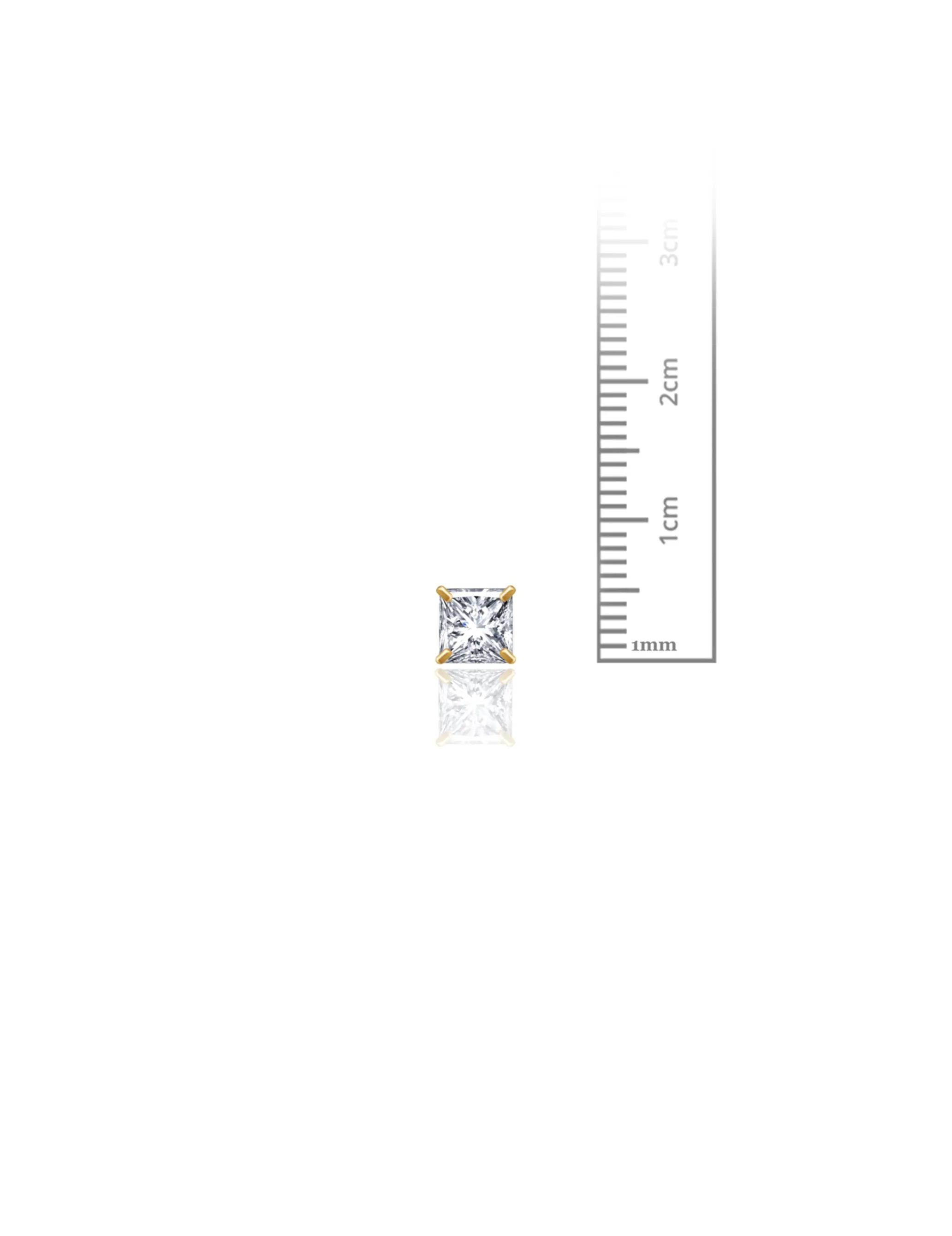 14K Yellow Gold 5MM Square CZ Pushback Stud Earrings