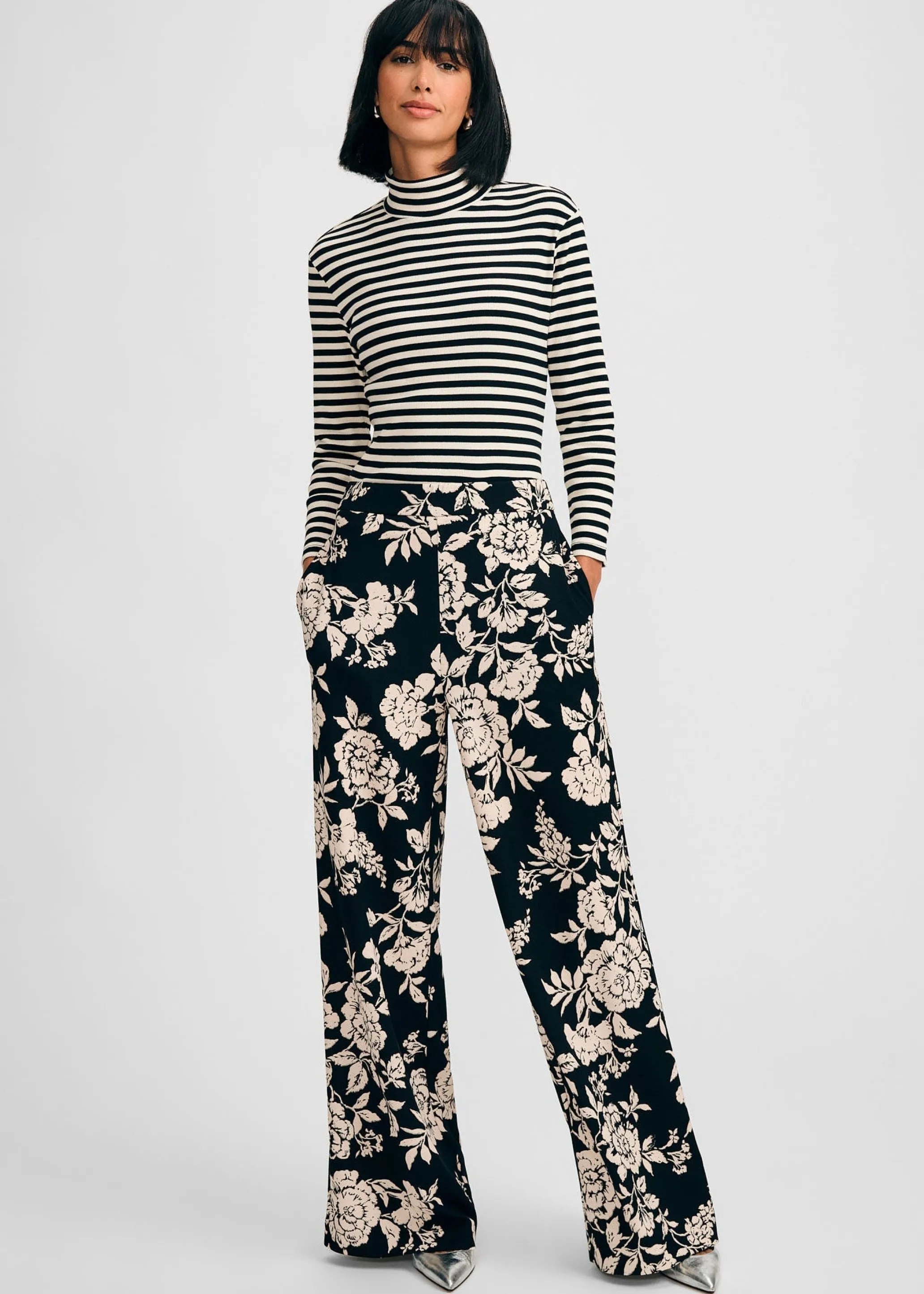 3/4 Sleeve Turtleneck Rib Top