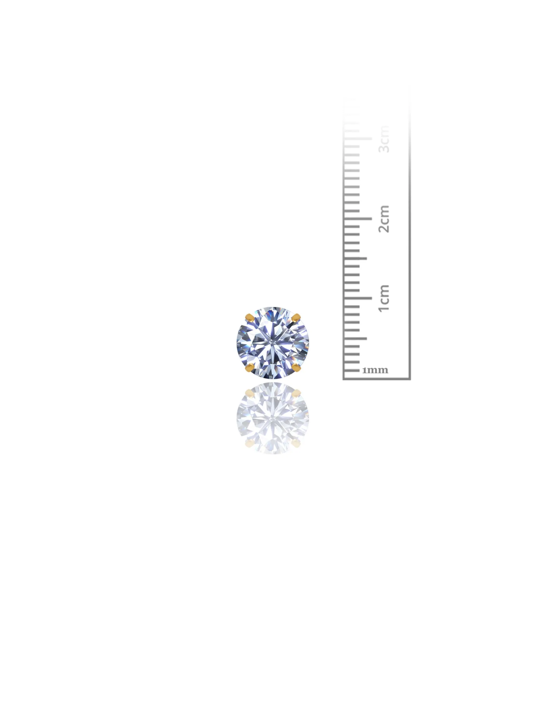 14K Yellow Gold 9MM Round CZ Pushback Stud Earrings