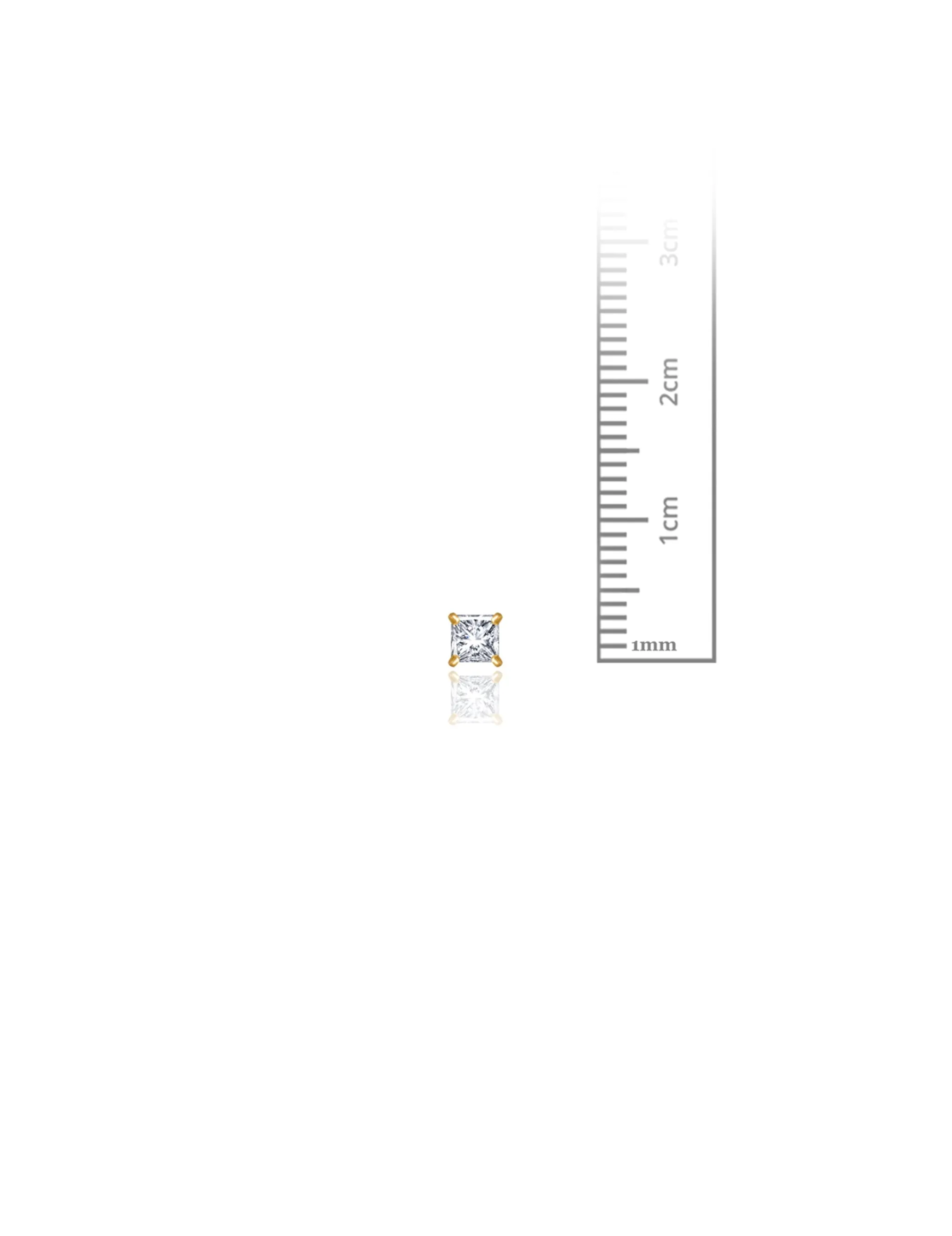 14K Yellow Gold 3MM Square CZ Screwback Stud Earrings