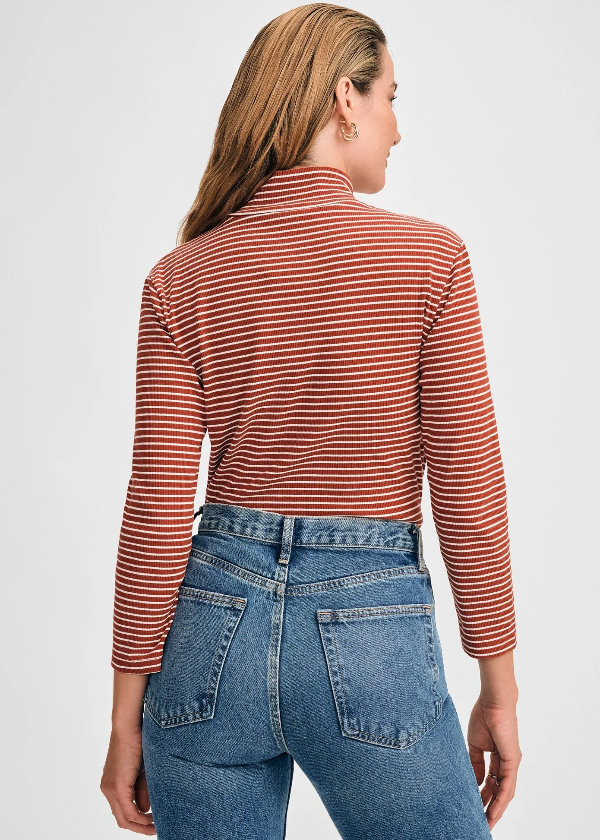 3/4 Sleeve Turtleneck Rib Top