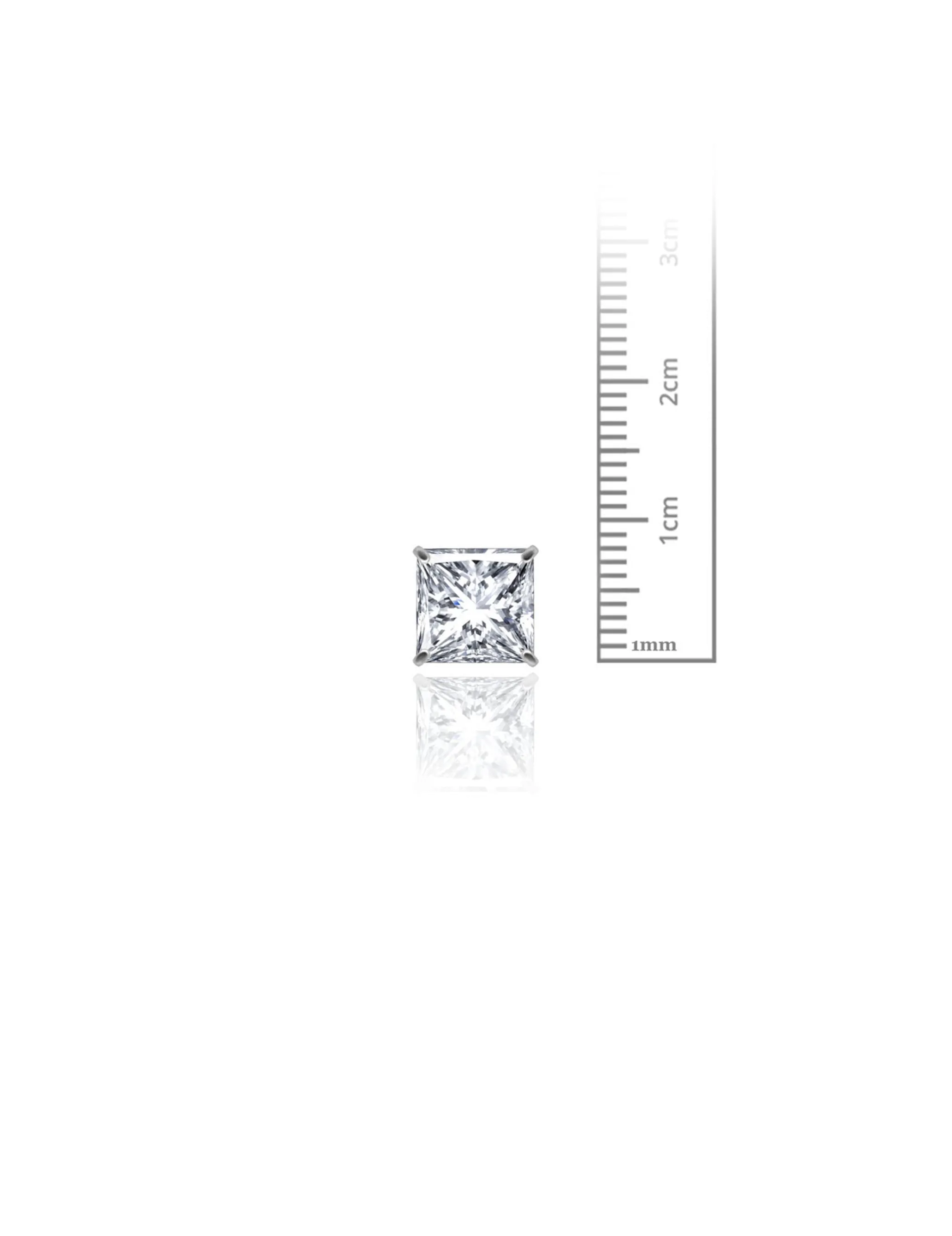 14K White Gold 8MM Square CZ Pushback Stud Earrings