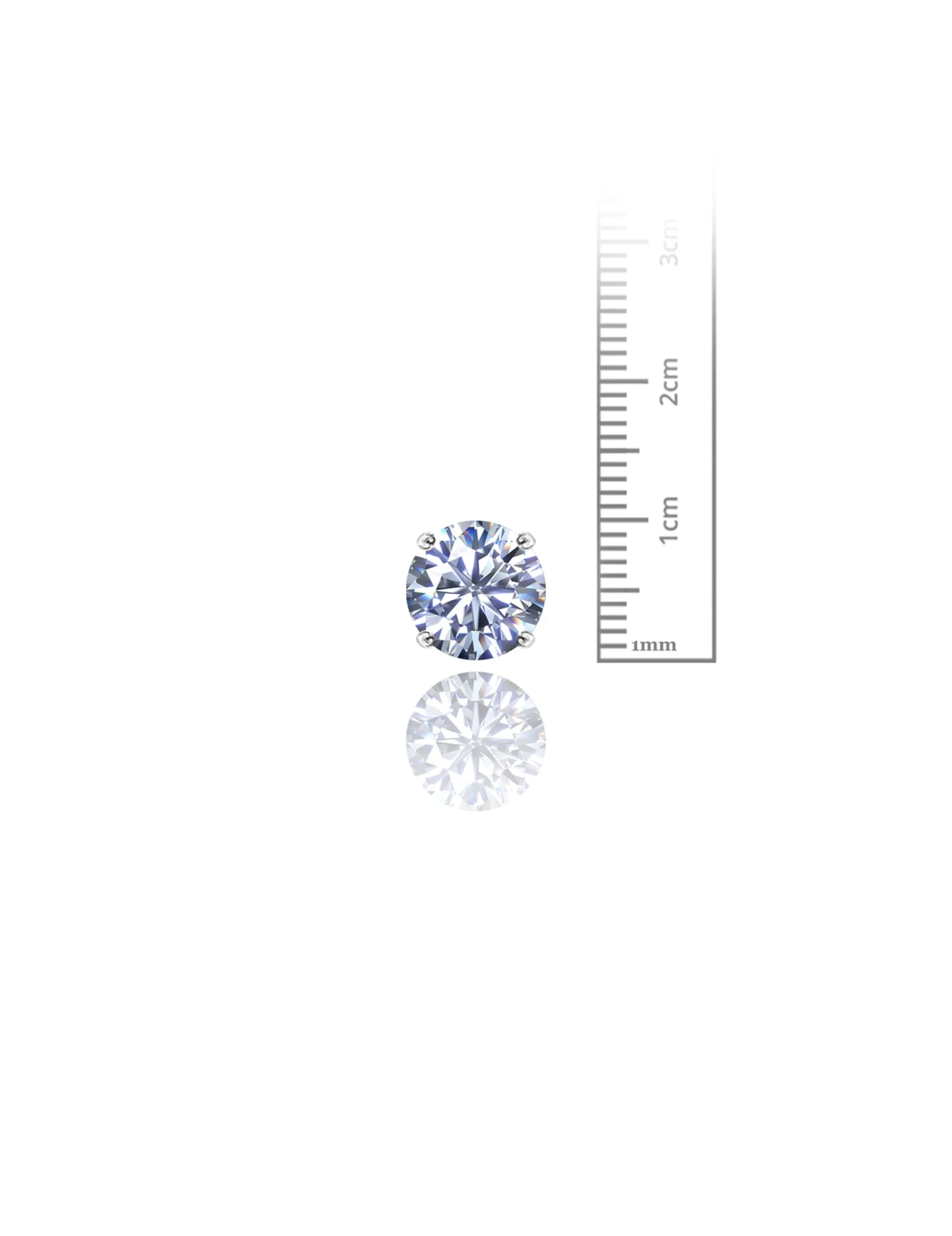 14K White Gold 10MM Round CZ Pushback Stud Earrings