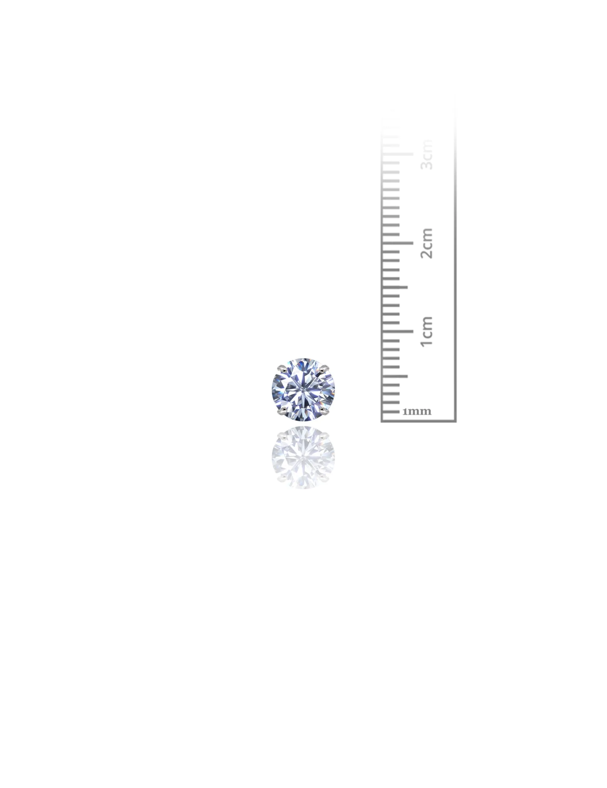 14K White Gold 7MM Round CZ Pushback Stud Earrings