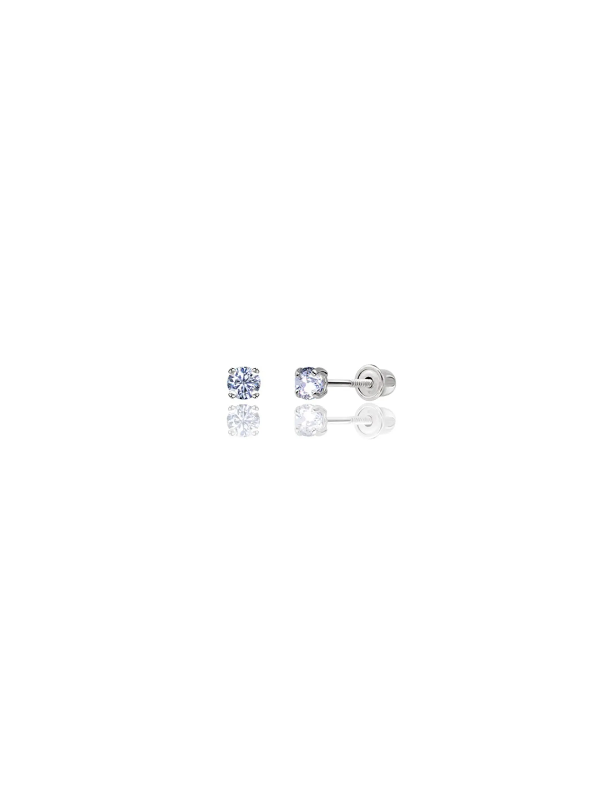 14K White Gold 2.5MM Round CZ Screwback Stud Earrings