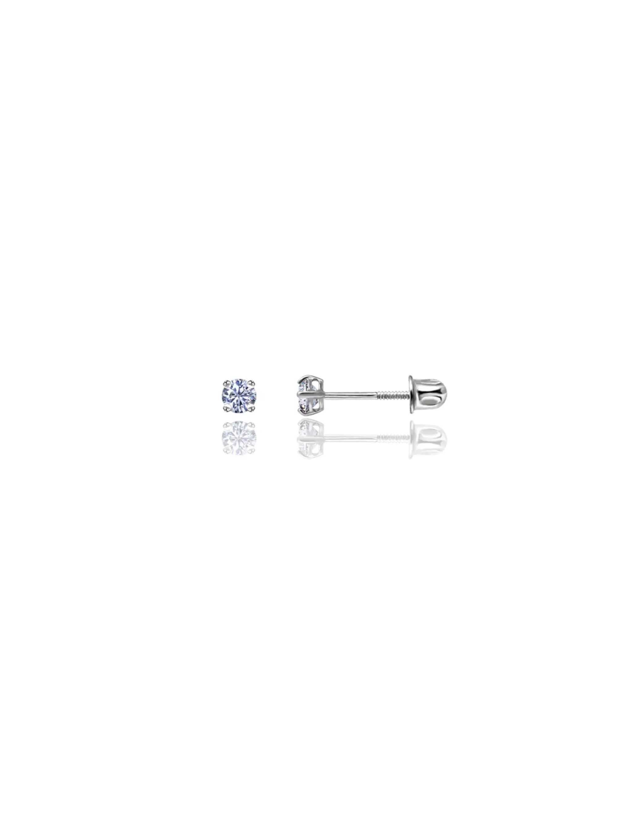 14K White Gold 2.5MM Round CZ Screwback Stud Earrings
