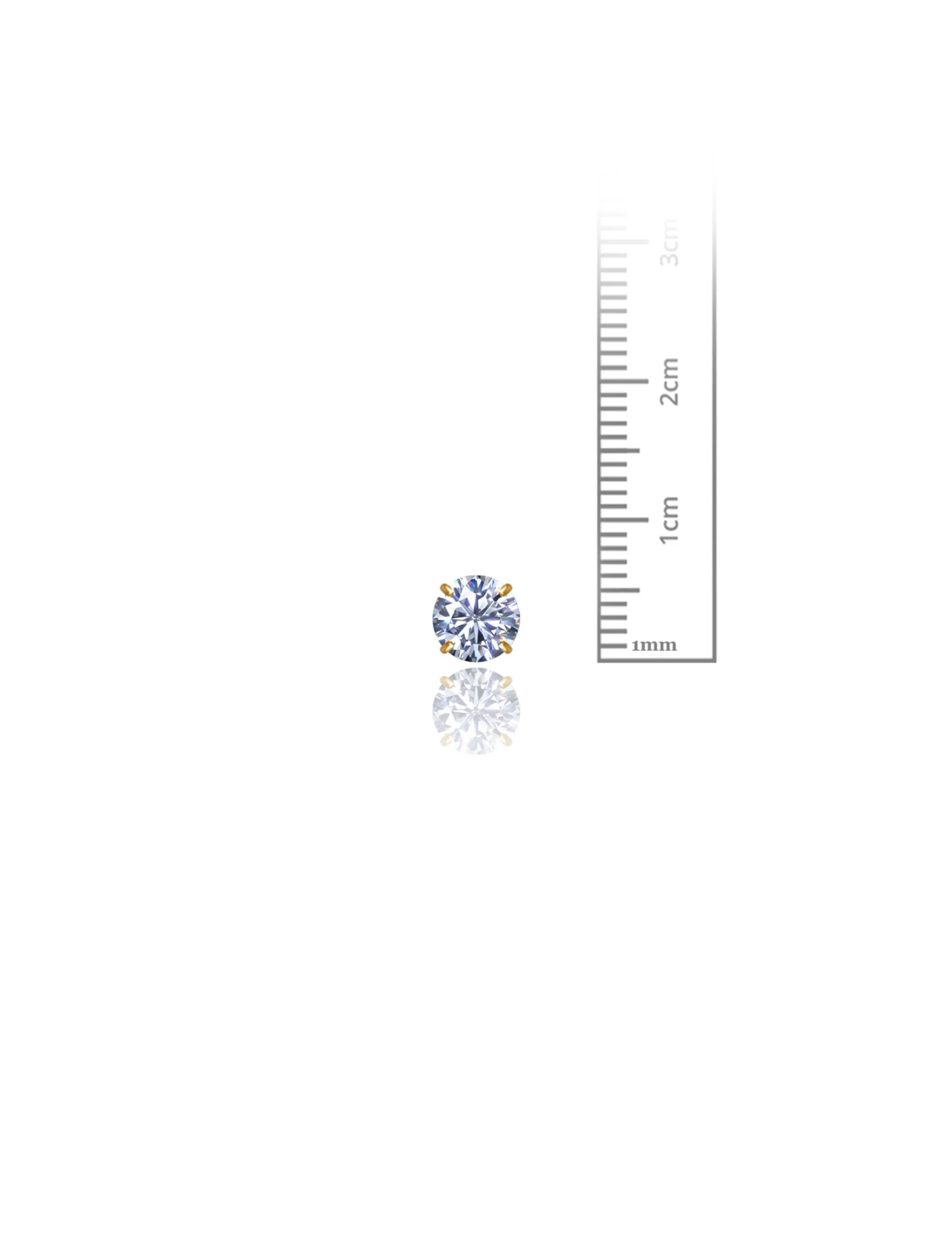 14K Yellow Gold 6MM Round CZ Pushback Stud Earrings