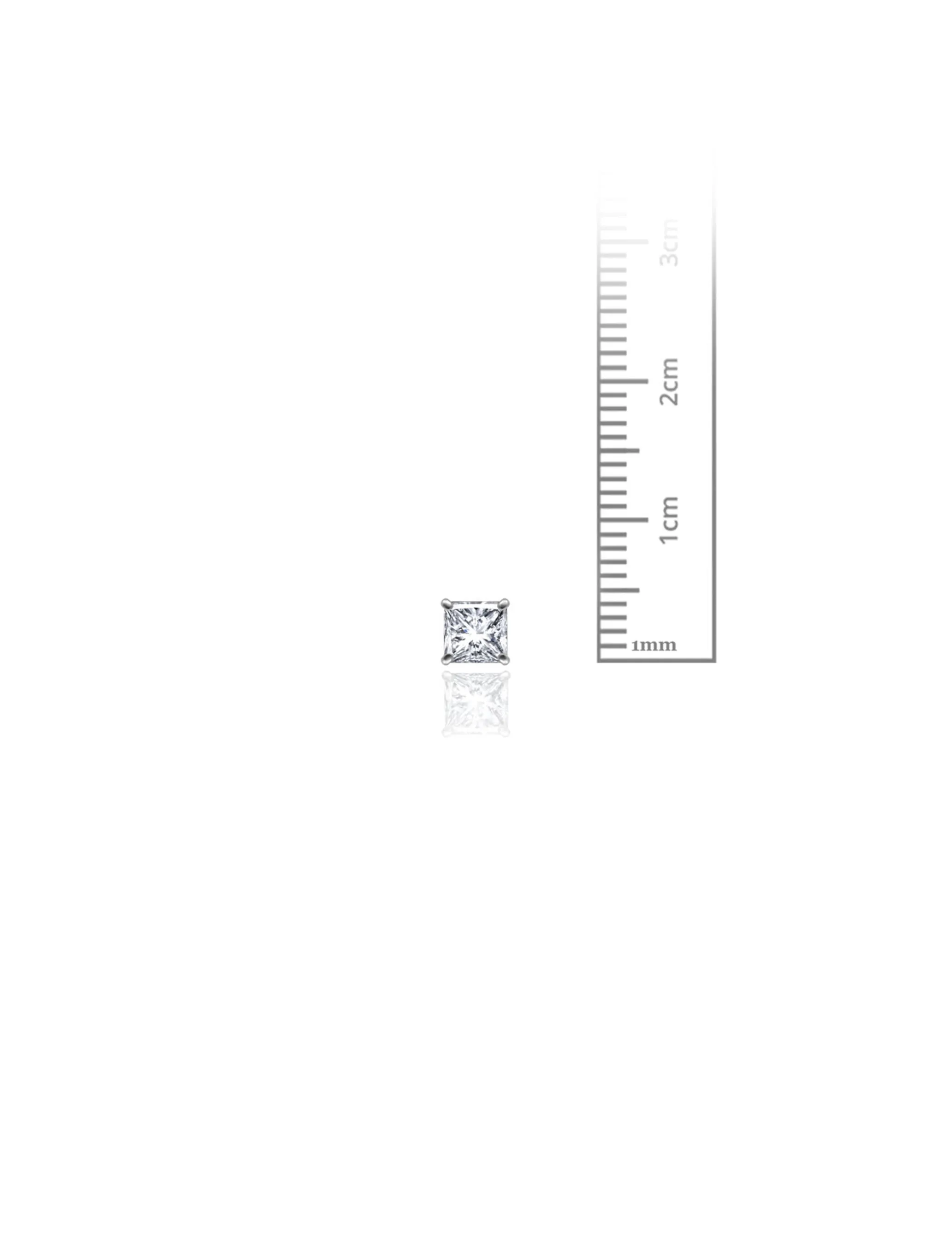 14K White Gold 4MM Square CZ Pushback Stud Earrings