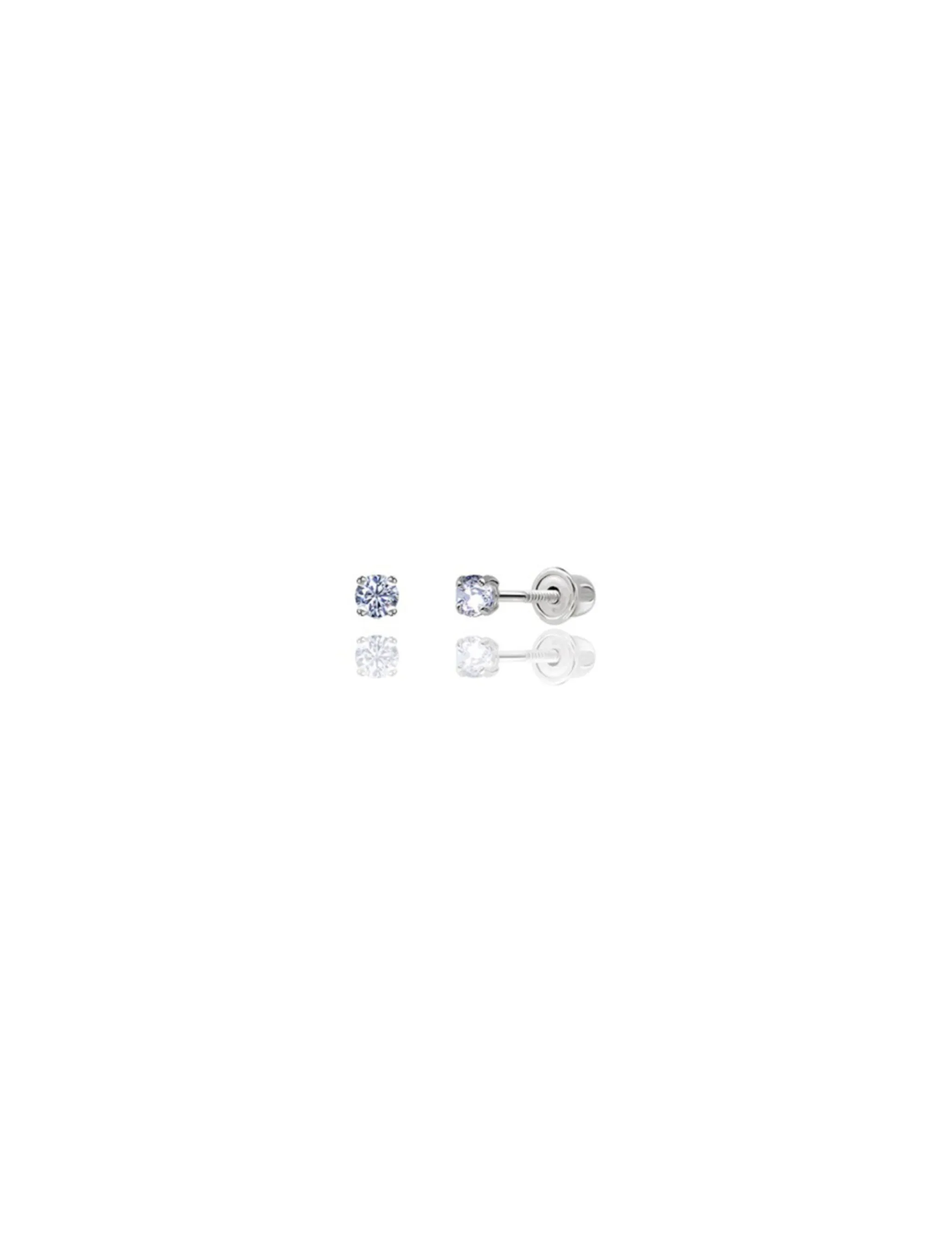 14K White Gold 2MM Round CZ Screwback Stud Earrings